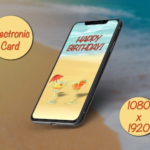 Digital E-Card Birthday, Happy Birthday Card, Instant Mobile Phone SMS Image, Electronic Birthday Card, Summer Birthday Greetings