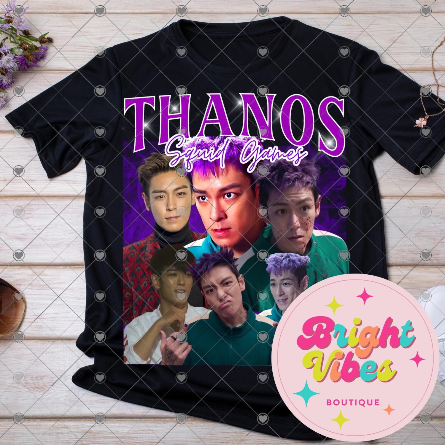 Thanos squid games vintage bootleg rap tee png file