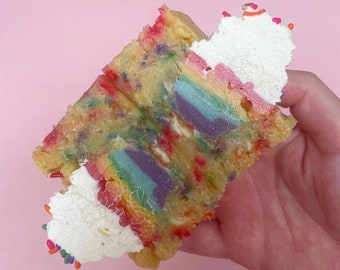 RECETA Rainbow Blondie / Blondies Gourmet Caseros / Receta Fácil Horneada PDF / Pastel de Cumpleaños Blondie