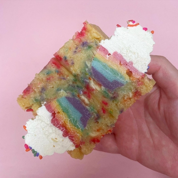 Rainbow Blondie RECIPE | Homemade Gourmet Blondies | Baked Easy Recipe PDF | Birthday Cake Blondie