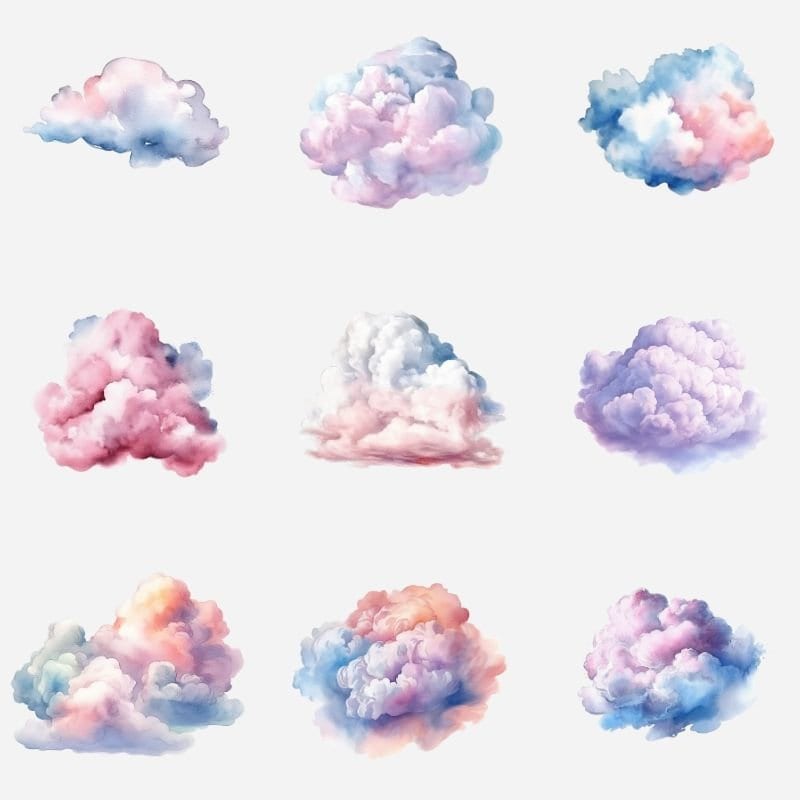 Cloud Clipart Collection, Watercolor Clipart, Sky Watercolor Clipart ...