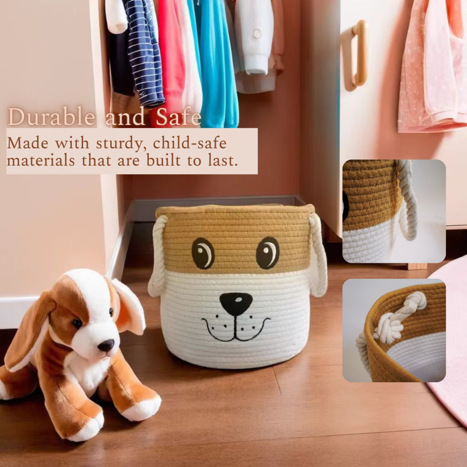Dog Woven Basket With Handles, Toy Storage Basket, Baby Gift Basket ...