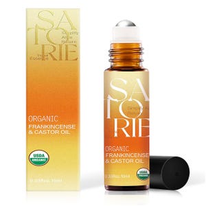 Castor and Frankincense Oil with Rollerball, USDA Certificated Organic & Essential Blend Oil for Face, Under Eye, Moisture