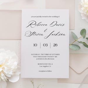 Modern Wedding Invitation Editable Template | Minimalist Custom Wedding Invite, Wedding Stationery, Instant Download, Canva Template (I103)