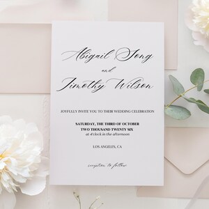 Modern Wedding Invitation Editable Template | Minimalist Custom Wedding Invite, Wedding Stationery, Instant Download, Canva Template (W100)