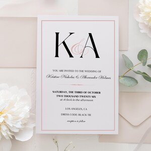 Modern Wedding Invitation Editable Template | Minimalist Custom Wedding Invite, Wedding Stationery, Instant Download, Canva Template (W104)