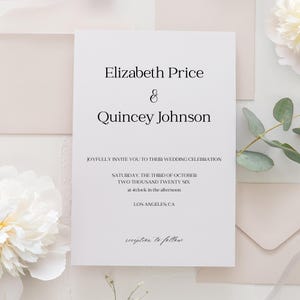 Modern Wedding Invitation Editable Template | Minimalist Custom Wedding Invite, Wedding Stationery, Instant Download, Canva Template (I101)