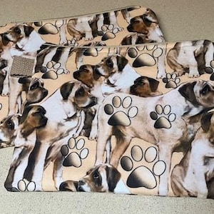 Bolsa con cremallera para perros mastines, totalmente forrada, de tela Spoonflower, bolsa para proyectos, monedero para cosméticos, bolsa pequeña para dispositivos electrónicos, de algodón