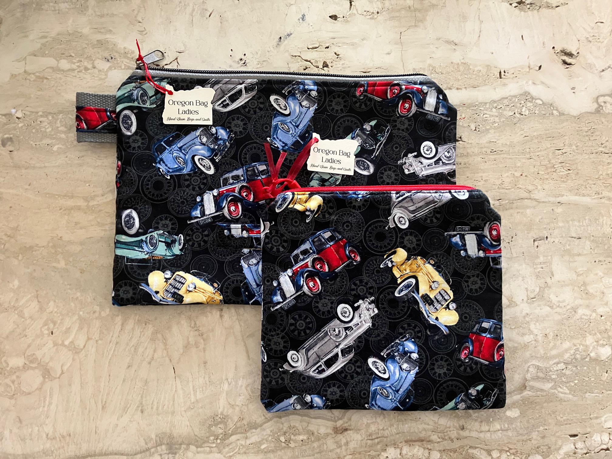 Zippered Pouch Classic Cars Tech Pouch Kindle Cosmetics Gift Bag Homemade Purse Mini iPad Fully Lined Cotton