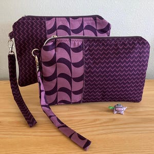 Monedero de estilo Mid Century con cremallera y correa desmontable, totalmente forrado, tela de algodón Moda, con cremallera plateada, estuche para tecnología, estuche para cosméticos, estuche para Kindle, bolso de mano