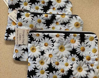 Daisy Zippered Pouch Fully Lined Cosmetics Purse Gift Bag Medications Coin Purse Floral