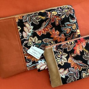 Colores de otoño Hojas de otoño Monedero con cremallera de gamuza sintética Monedero pequeño con forro completo Estuche para dispositivos electrónicos Bolsa de regalo Estuche acolchado para anteojos de sol Estuche para lector electrónico Cremallera de bronce