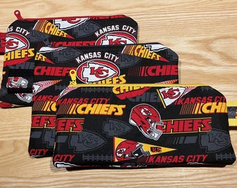 Kansas City Chiefs Super Bowl  Zippered Pouch Fully Lined Tech Bag Cosmetics Gift Bag iPad Mini Phone Football
