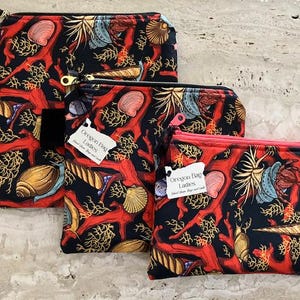 Caracoles, almejas, conchas, corales, estuches con cremallera, estuche para cosméticos completamente forrado, estuche para anteojos, estuche pequeño para tecnología, Kindle