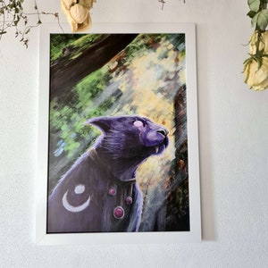 Poster print of night elf feral druid from world of warcraft wow acrylic painting