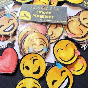 Magnesy Holograficzne Emoji - Opakowanie 16 sztuk w 6 różnych wzorach