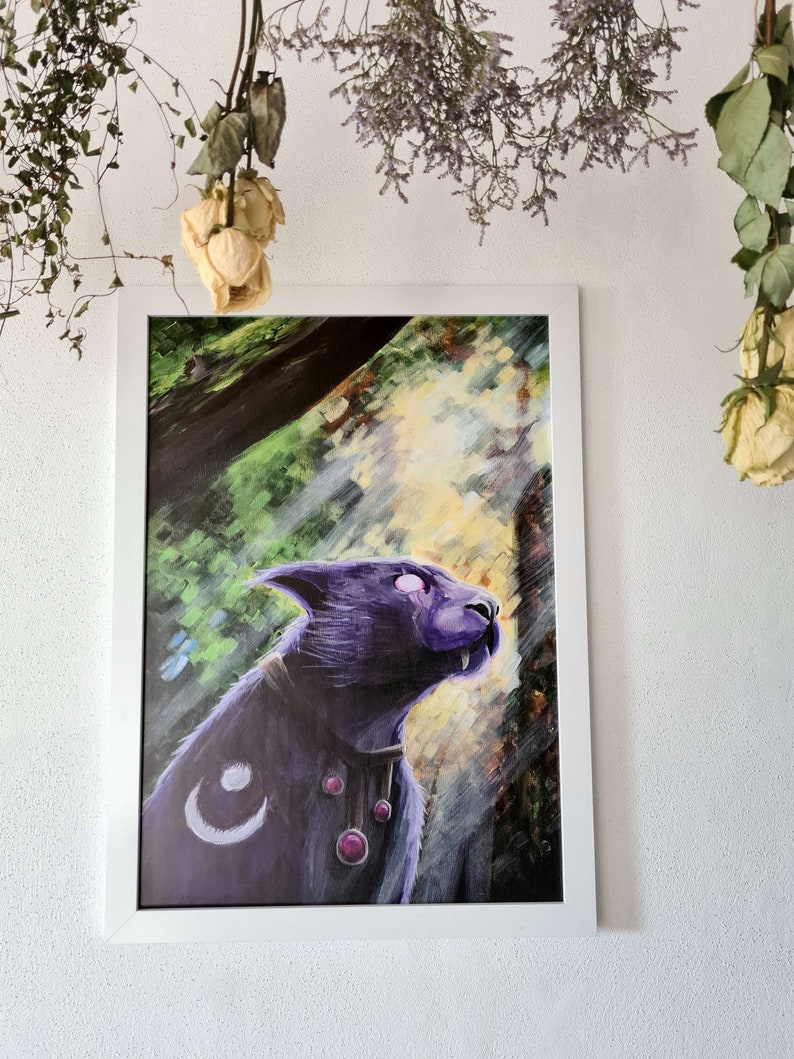 Poster print of night elf feral druid from world of warcraft wow acrylic painting