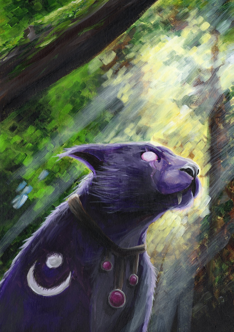 Poster print of night elf feral druid from world of warcraft wow acrylic painting