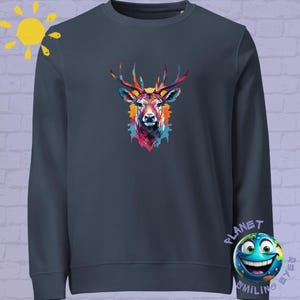 Sweat-shirt à motif cerf | Ras du cou à motif cerf arc-en-ciel | Cadeau parfait pour les amoureux de la nature et les amateurs de plein air | Pull à motif cerf élégant | Maître de l&#39;intuition du cerf
