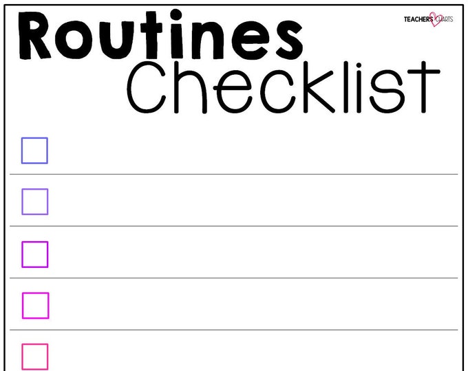 Routines Checklist Anchor Chart (lined) 2' X 3' Tangible Item - Etsy