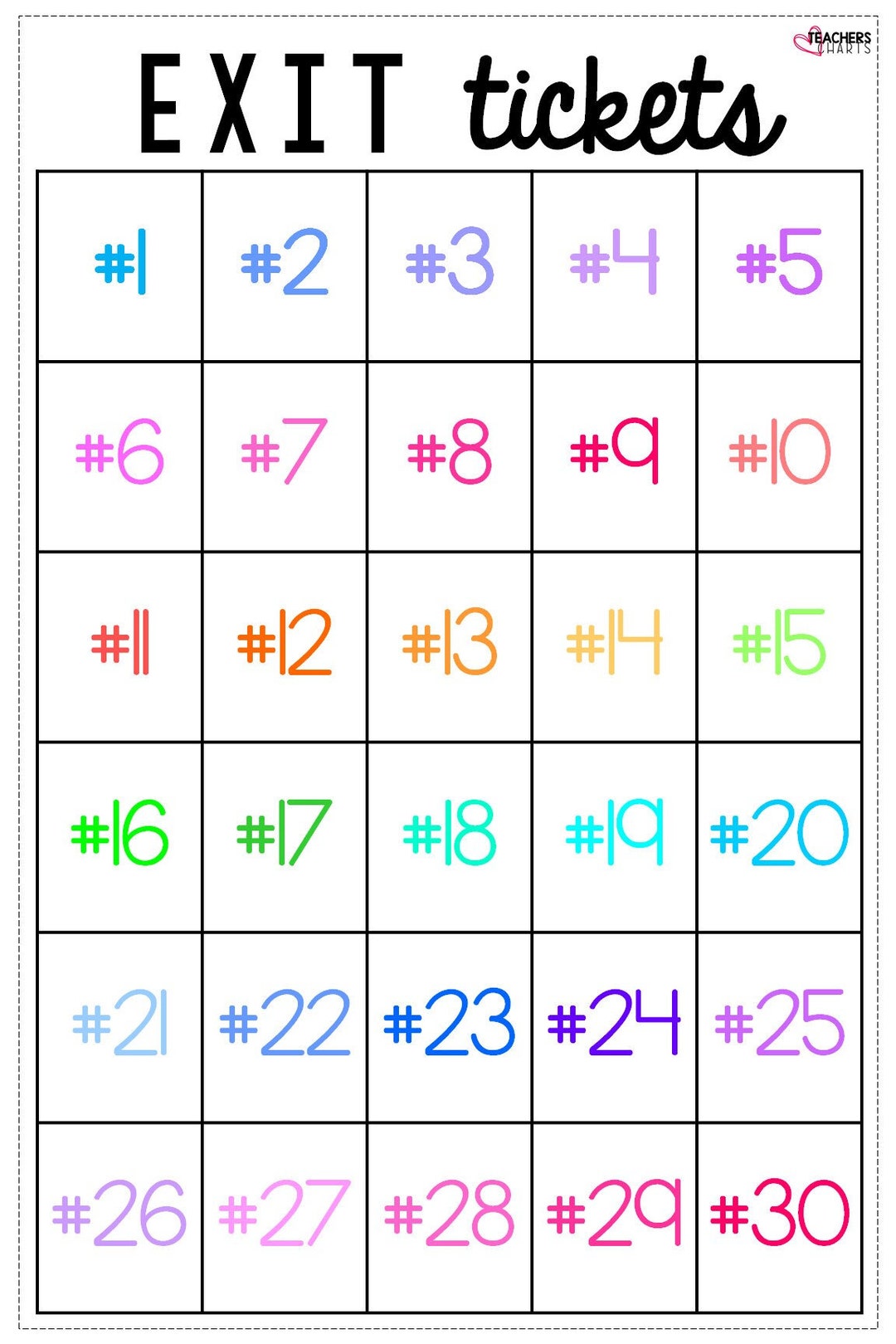 Exit Tickets Anchor Chart (30 Students)- 2' X 3' Tangible Item - Etsy