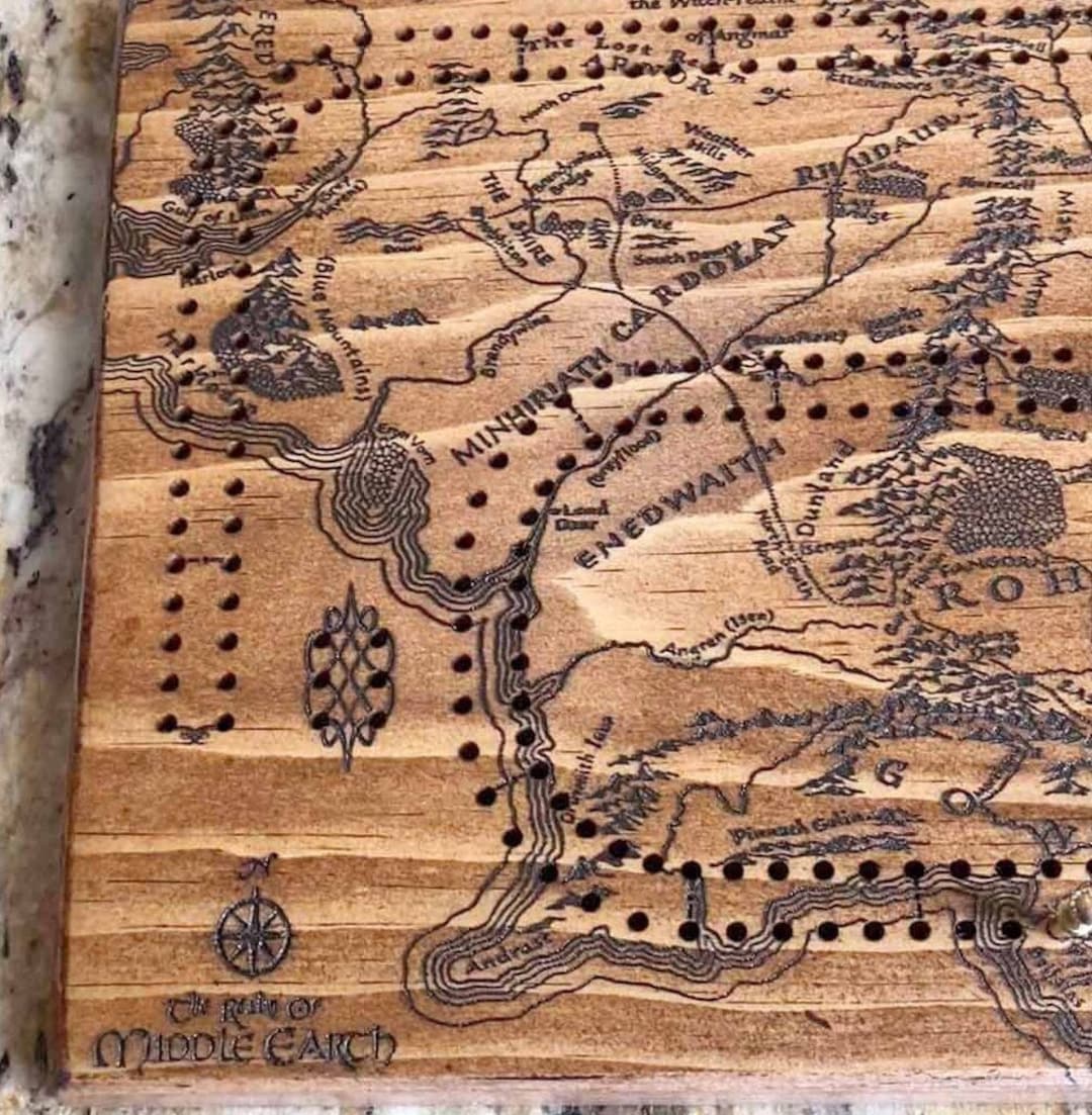 Lord of the Rings Cribbage Map of Middle Earth Etsy UK