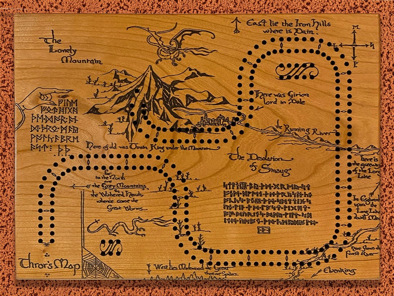 Hobbit Cribbage Thror's Map LOTR Etsy