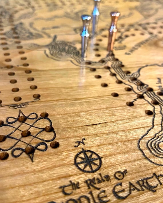 Epic Fantasy Realm Map – Engraved Cribbage Board (Adventure Edition)