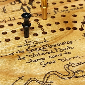 Fantasy Dwarven Treasure Map – Engraved Cribbage Board (Adventure Style)