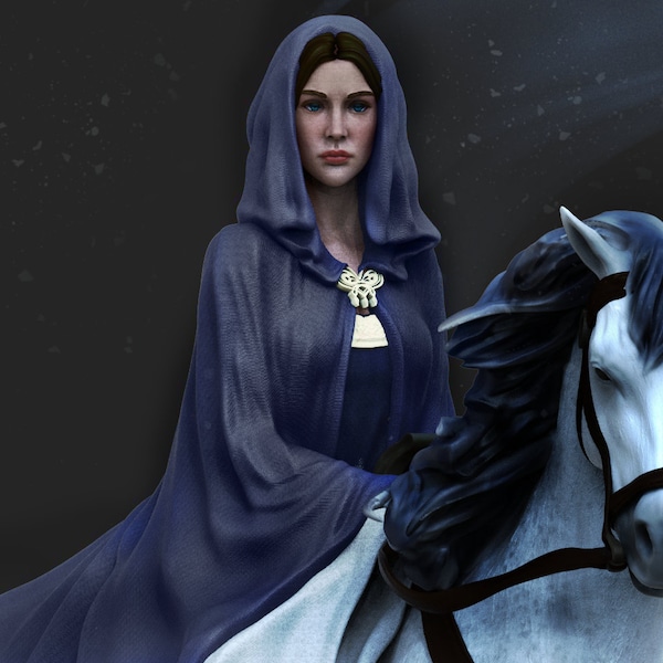 Arwen on Horse - Statue or Model Kit - Lord of the Rings- Figurine - Hand Painted or Unpainted - Gift for Gamers and Fantasy fans