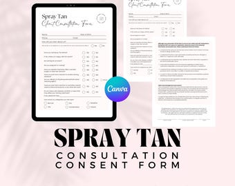 Spray Tan Consultation Form Template | Sunless Tanning, Editable Canva (Digital Download)