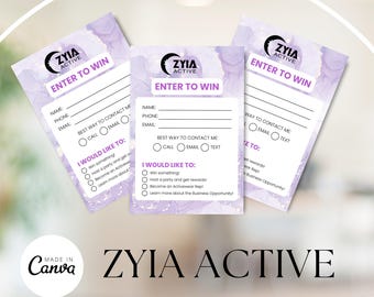 ZYIA Active Giveaway Slips Template | Canva Editable Lead Magnet