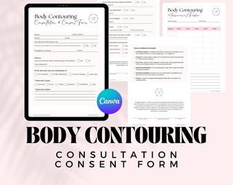 Body Contouring Consultation and Consent Form Template | Body Sculpting Client Intake | Measurement Tracker | Editable Canva Spa/Beauty Form