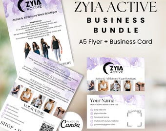 ZYIA Active Business Bundle | Canva Flyer & Business Card Template