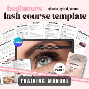 Beginner Lash Artistry Course Manual | Classic, Hybrid, Volume (Editable Template Digital Download)