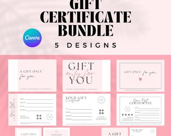 Beauty Salon Gift Certificate Templates | Lash Brow Voucher (Canva Editable, 5-Design Bundle)