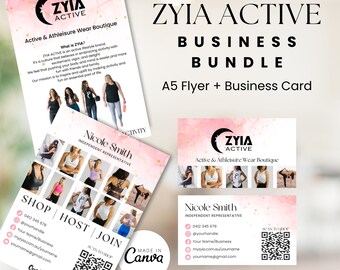 ZYIA Active Business Bundle | Canva Flyer & Business Card Template