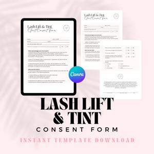 Lash Lift and Tint Consent Form | Salon Waiver, Aftercare (Canva Template)