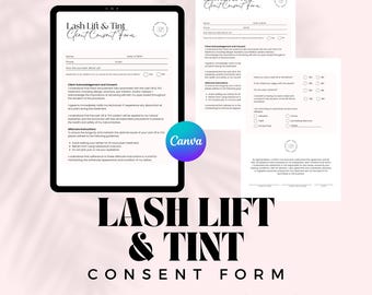 Lash Lift and Tint Consent Form | Salon Waiver, Aftercare (Canva Template)