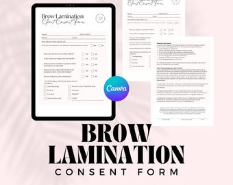 Brow Lamination Consent Form Template | Salon Waiver & Aftercare (Canva Editable)