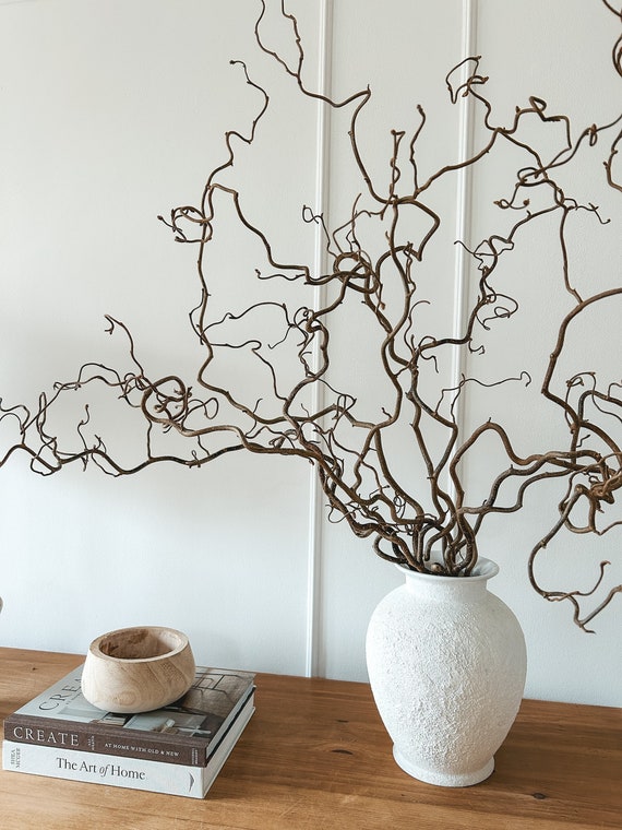 Real Decorative Dried Corylus Branches Wabi Sabi Twigs for Vase, Japandi Twisted Hazel Contorted Branches, Curly Rustic Twig Branch Decor