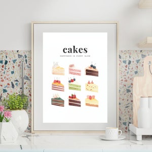 Trendy Cake Print | Dessert Wall Art Printable | Afternoon Tea Print | Cake Digital Wall Art |  Modern Kitchen Wall Decor | Cake Art Poster