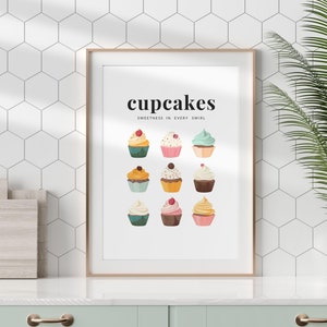 Sweet Cupcake Wall Art | Cupcake Quote | Colourful Dessert Printable | Whimsical Kitchen Wall Décor | Cute Dessert Poster | Digital Download