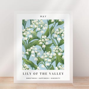 May Birth Month Flower Lily of the Valley Wall Art Printable, Lily of the Valley Meaning Poster, May Birthday Gift Idea Digital Download