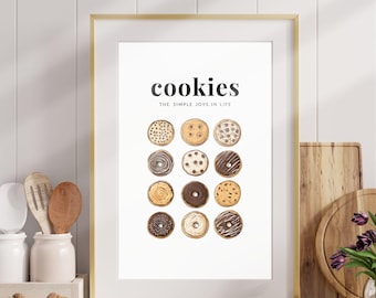 Cute Cookie Poster | Charming Baking Wall Art | Printable Baking Poster | Cute Kitchen Wall Décor | Food Art Print | Sweet Cookies Quote