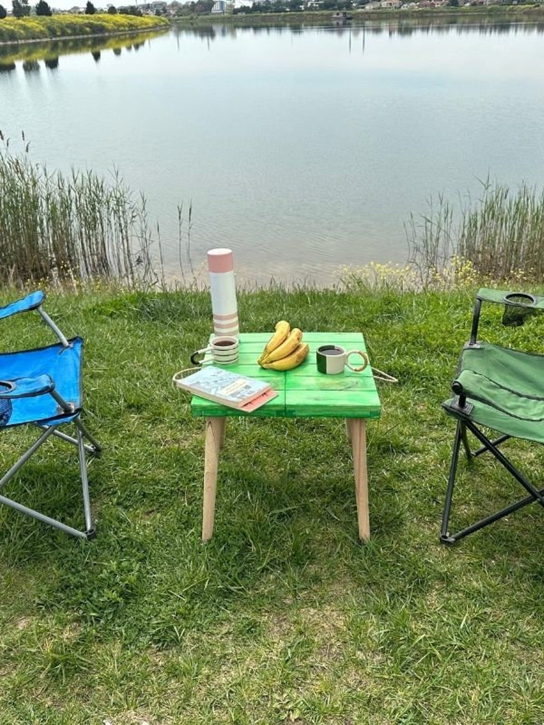 Boho Picnic Table Natural Wood Table Handmade Wood Table Etsy