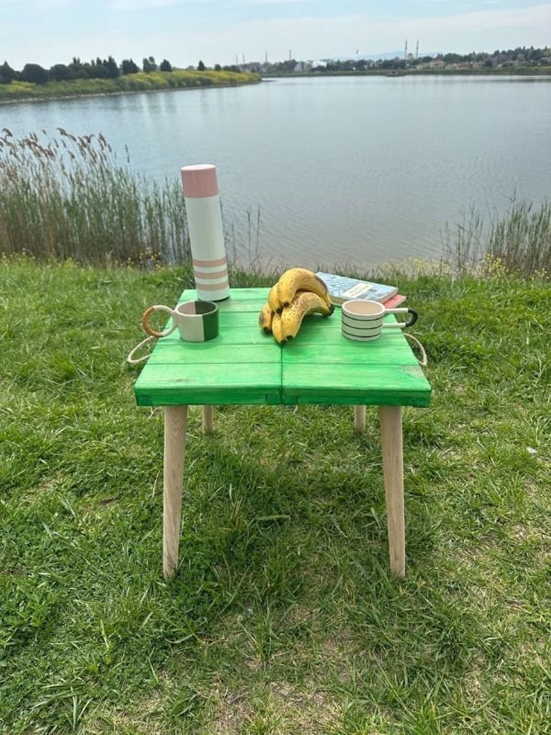 Boho Picnic Table Natural Wood Table Handmade Wood Table Etsy