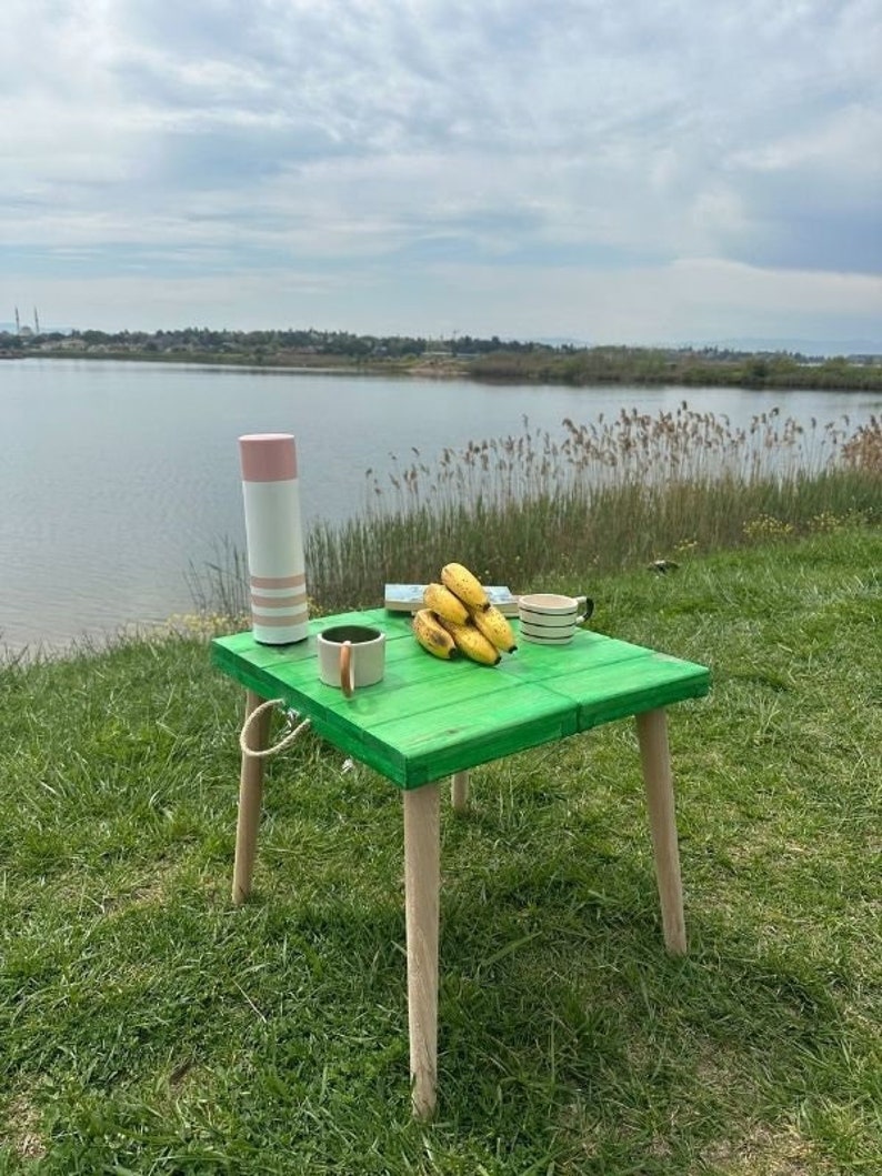 Boho Picnic Table Natural Wood Table Handmade Wood Table Etsy