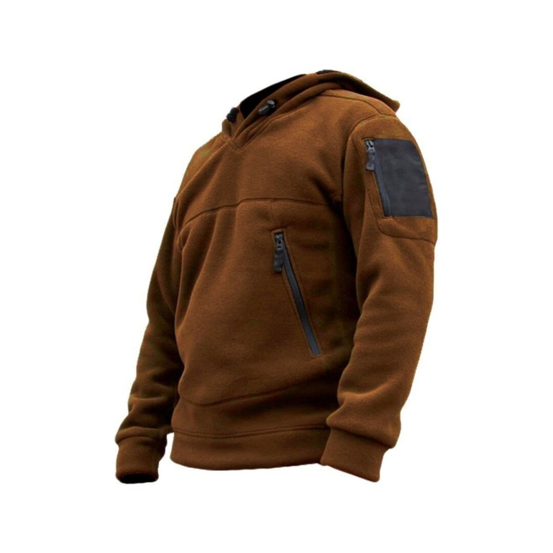 Mens Tactical Fleece Hoodie Jacket, Thermal Fleece Jacket, Tactical
