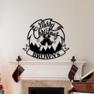 Sinal de feliz natal de metal, decoração de parede de natal personalizada, sinal de feliz natal personalizado para porta frontal, sinal de varanda de natal, sinal de noel